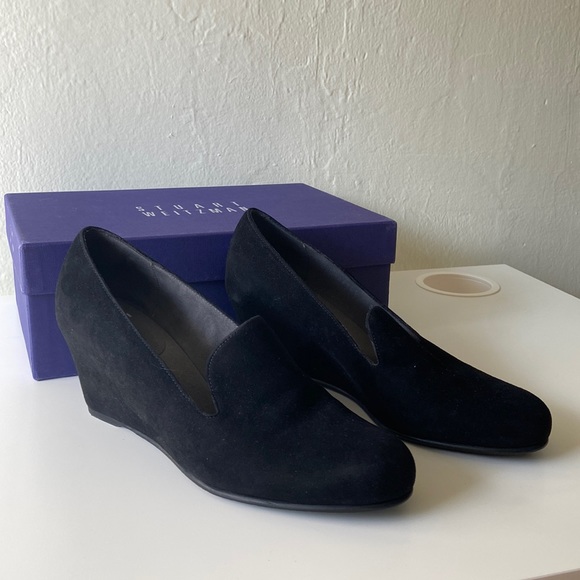 Stuart Weitzman Black Suede Wedge Heel